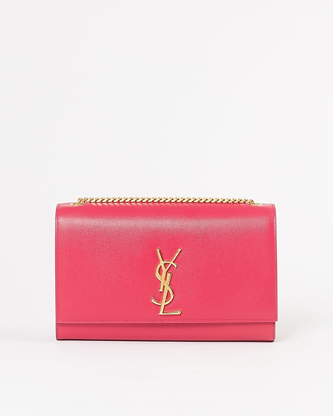 Saint Laurent Fuchsia Grained Leather Medium Kate Chain Bag