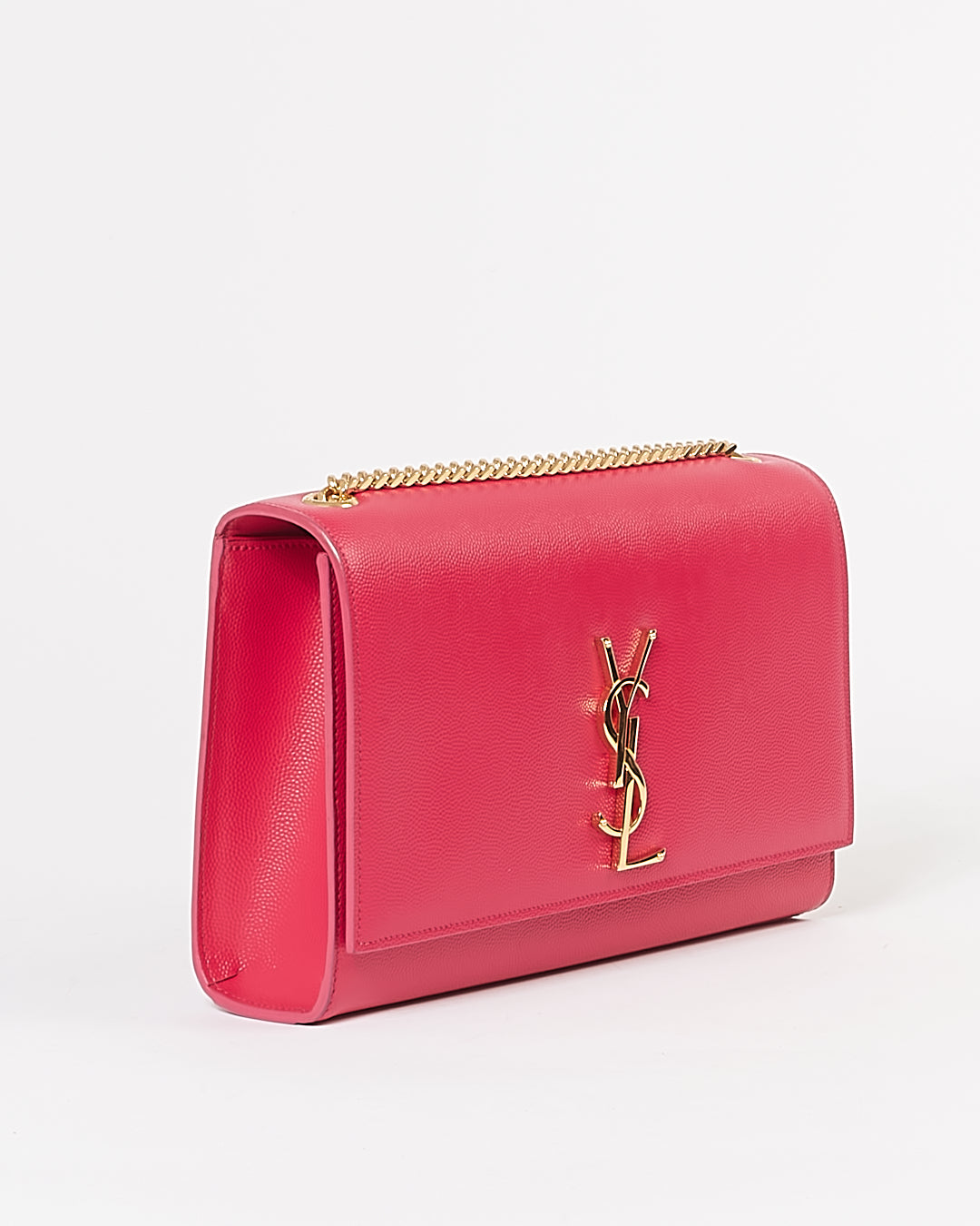 Saint Laurent Fuchsia Grained Leather Medium Kate Chain Bag