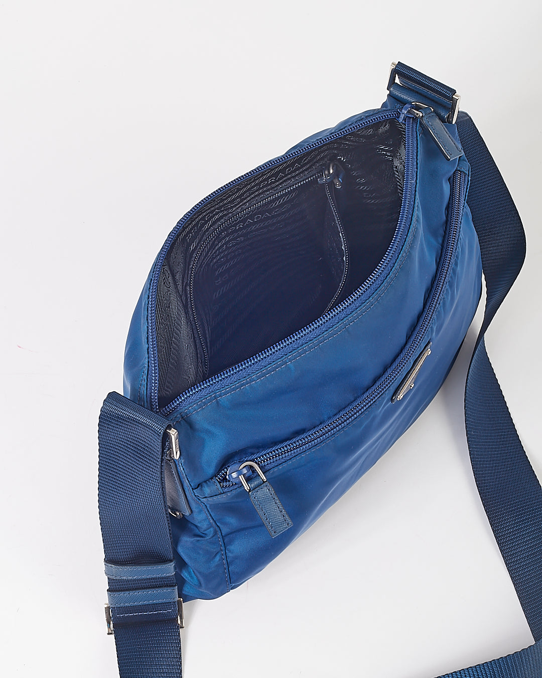 Sac messager Prada Tessuto en nylon bleu royal