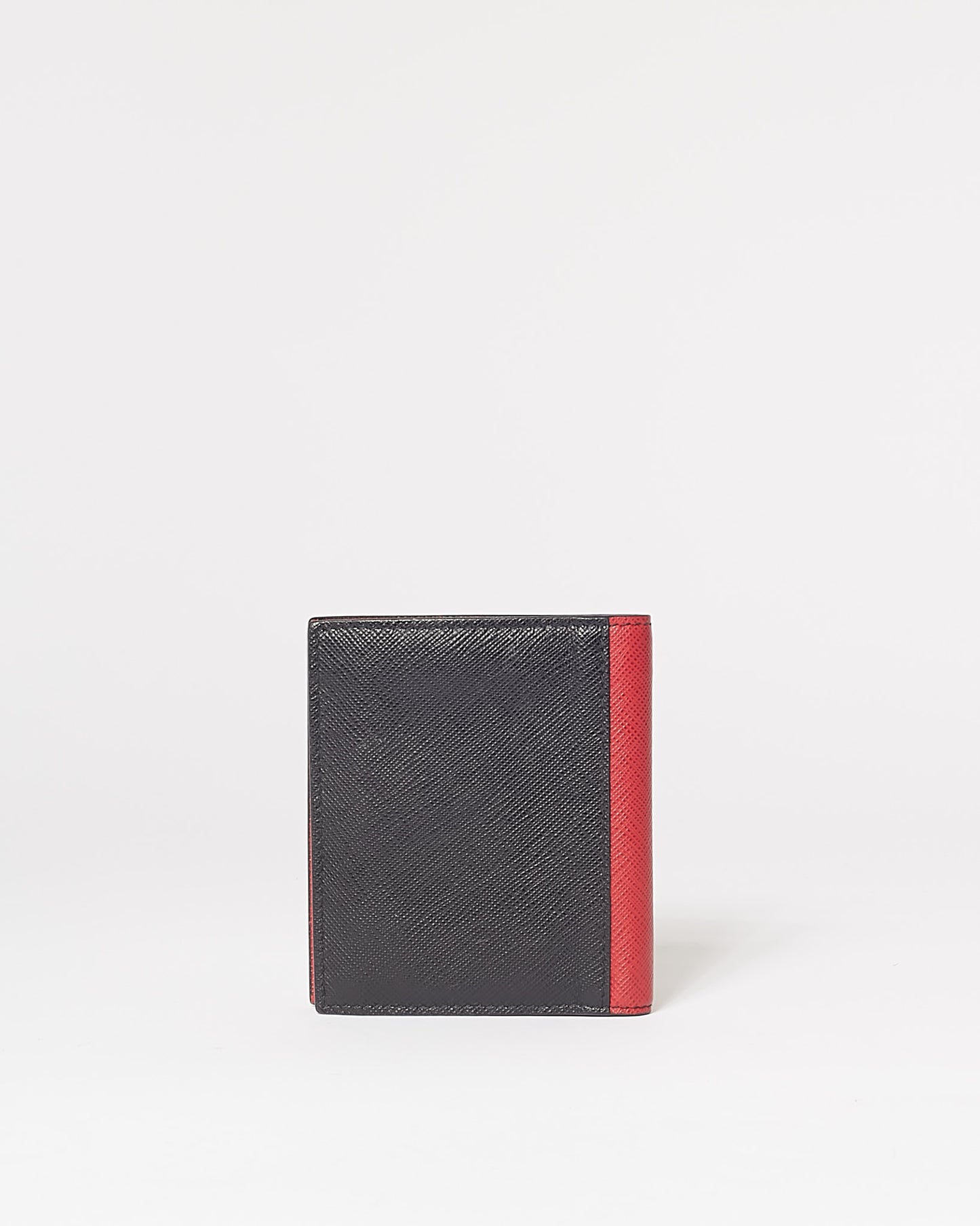 Portefeuille Prada Malia Monkey en cuir saffiano noir et rouge 