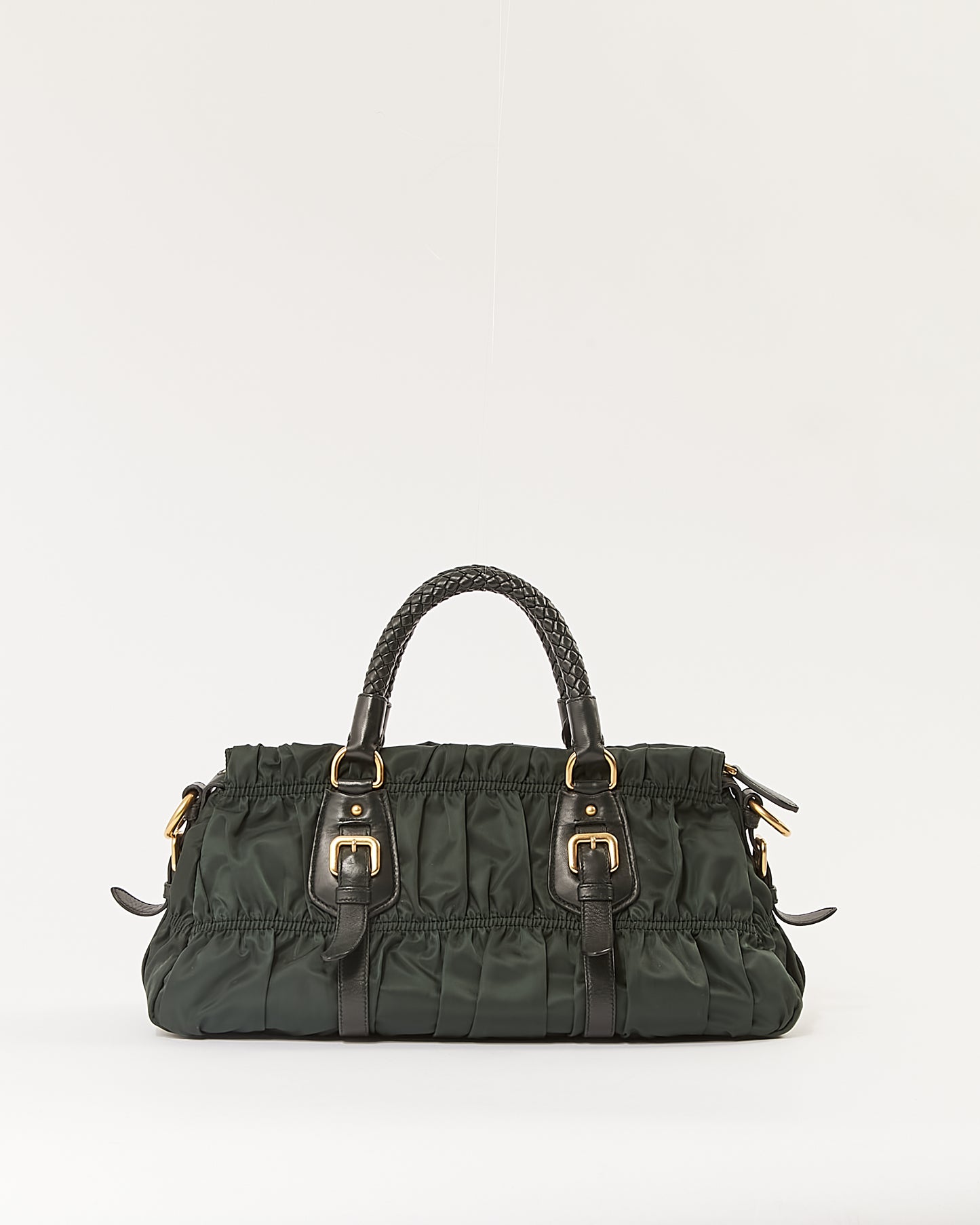 Sac à poignée supérieure Prada en nylon vert Gauffre