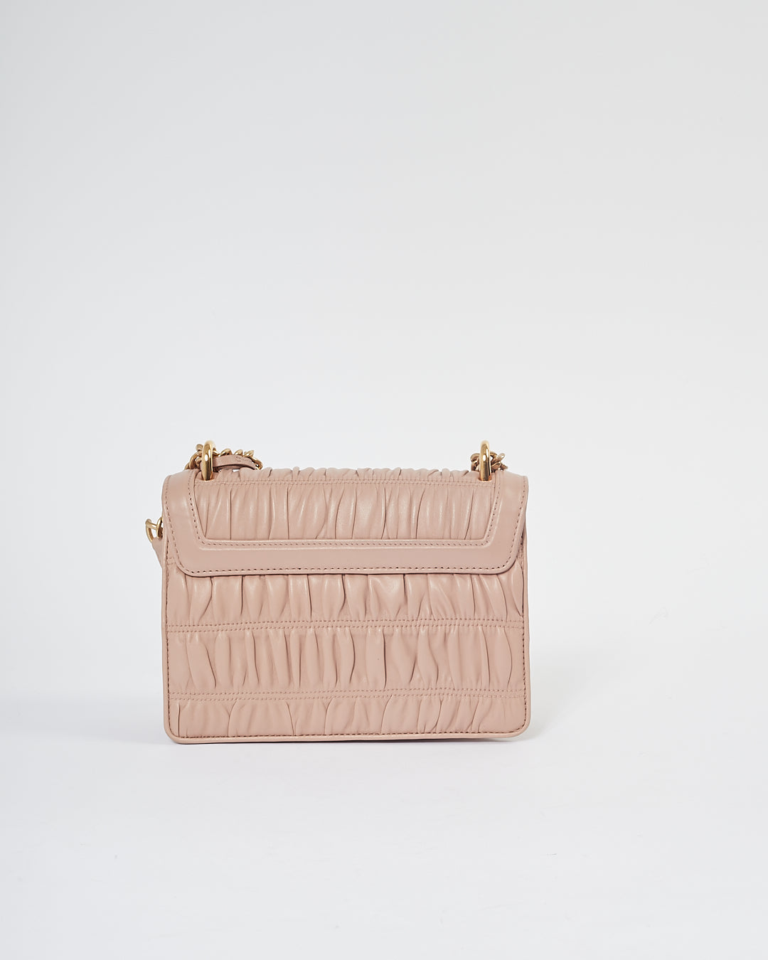 Sac à bandoulière avec chaîne et cadenas en cuir Gauffre rose Prada