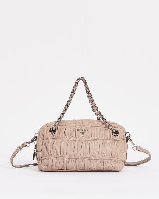 Prada Beige Gaufre Leather Small Crossbody Bag