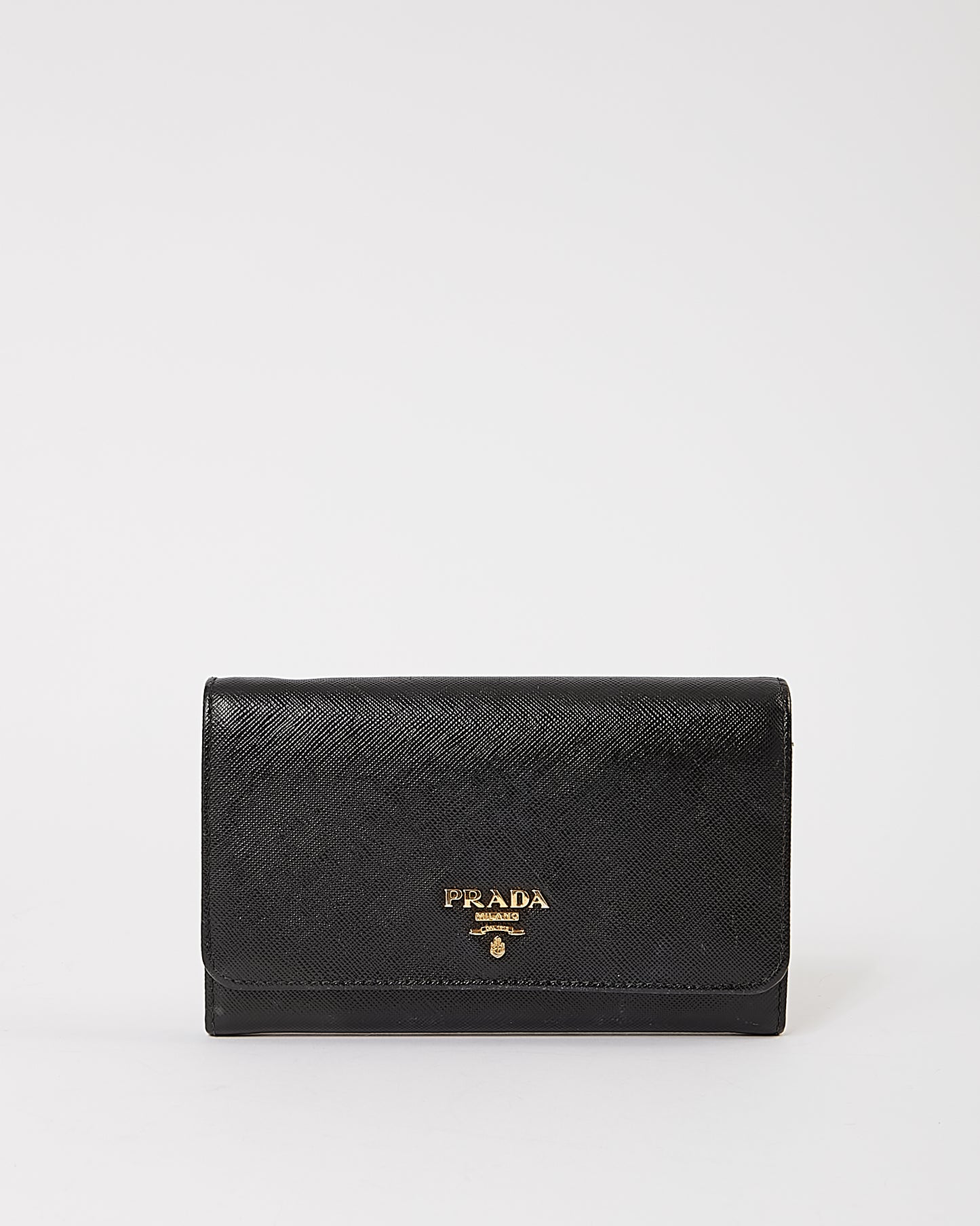 Prada Black Saffiano Leather Flap Wallet