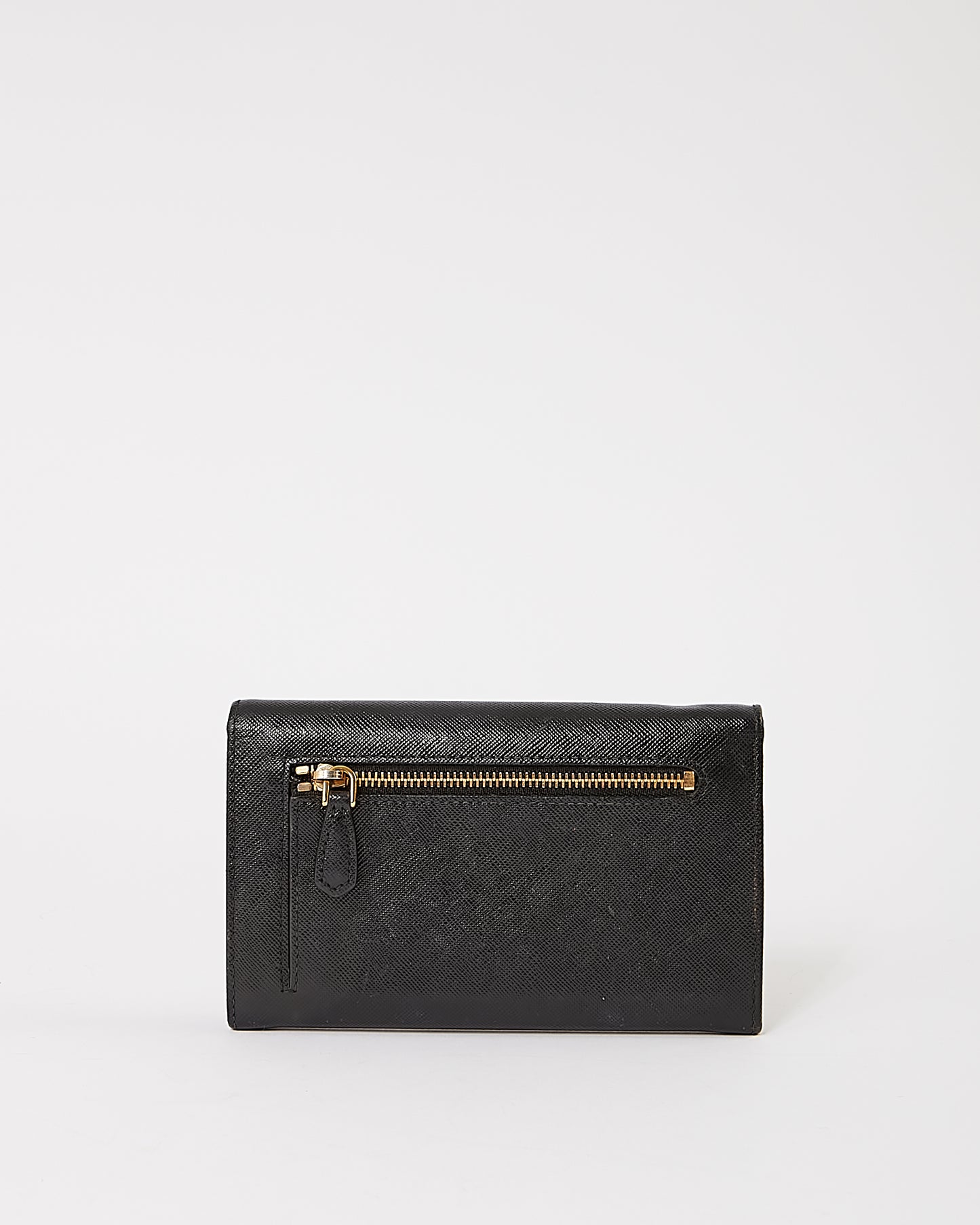 Prada Black Saffiano Leather Flap Wallet