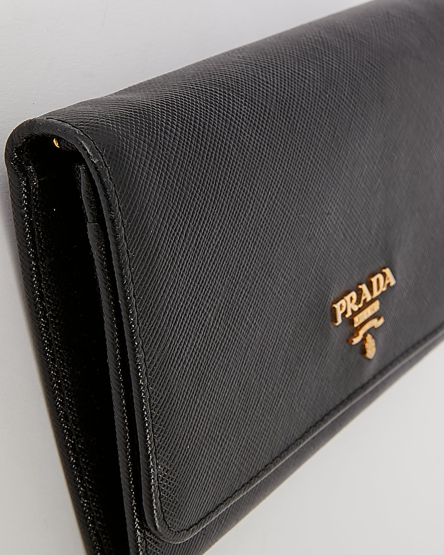 Prada Black Saffiano Leather Flap Wallet