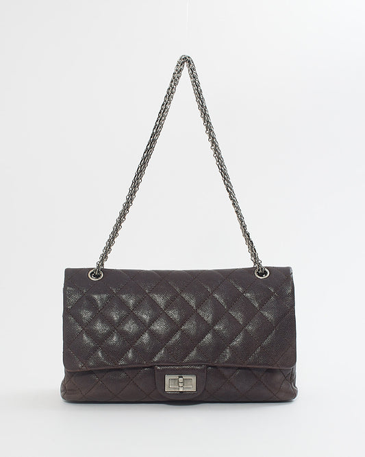 Chanel Plum Quilted Caviar Leather 2.55 Reissue 227 Double Flap Bag