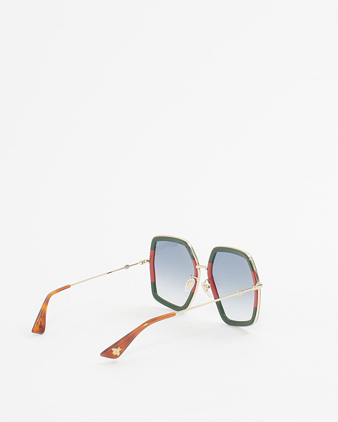 Explore A Gucci Gold Frame/Green/Red GG0106S Oversize Sunglasses ...