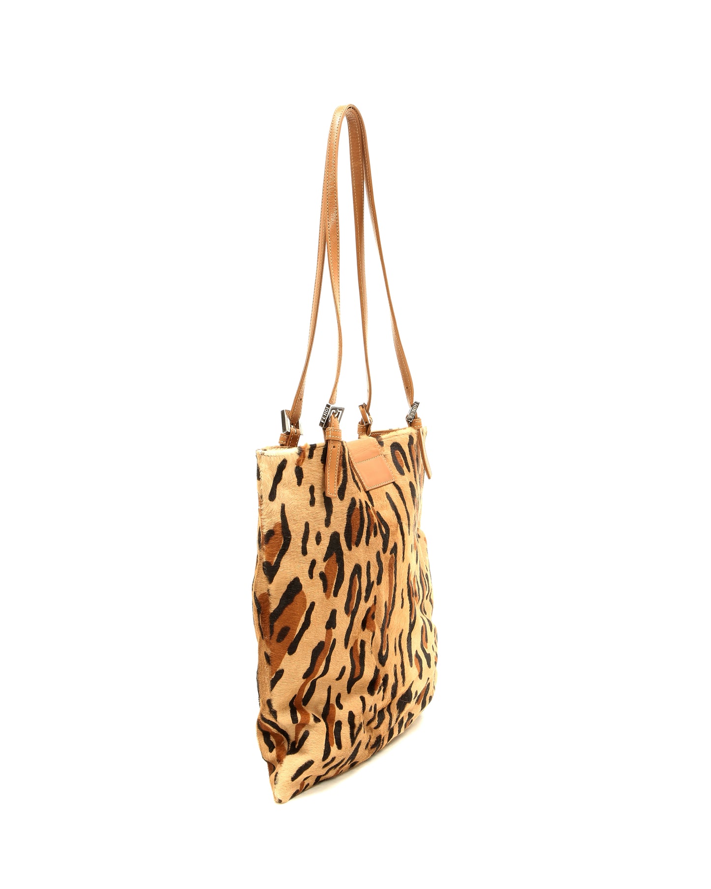 Fendi Brown Cheetah Print Pony Hair Tote Bag
