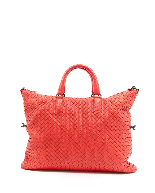 Sac cabas convertible en cuir intrecciato rouge Bottega Veneta