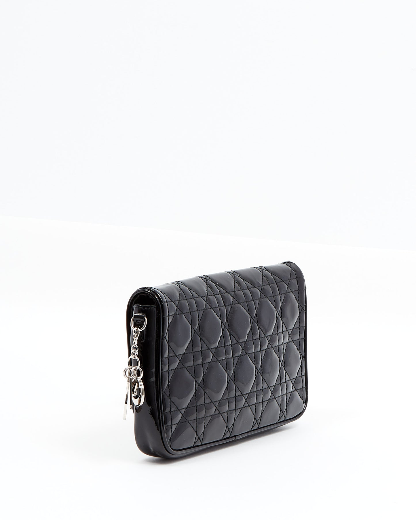 Dior Black Patent Cannage Pouch Chain Crossbody