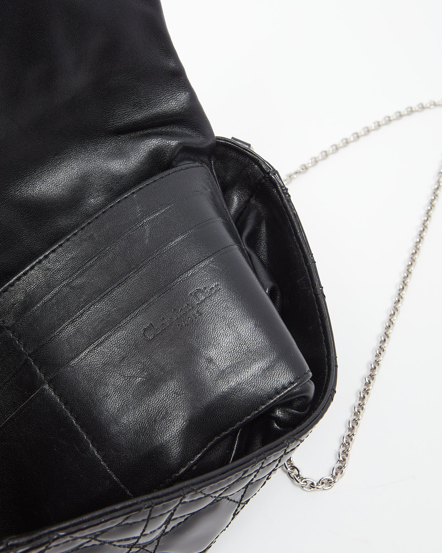 Dior Black Patent Cannage Pouch Chain Crossbody