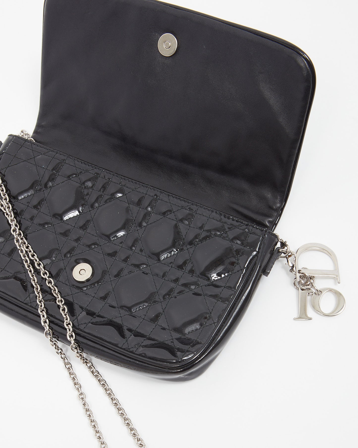 Dior Black Patent Cannage Pouch Chain Crossbody