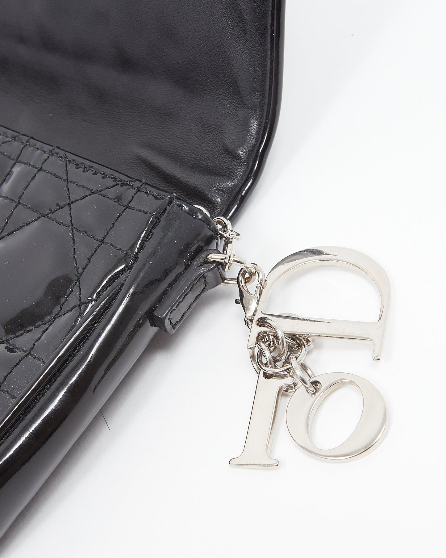 Dior Black Patent Cannage Pouch Chain Crossbody