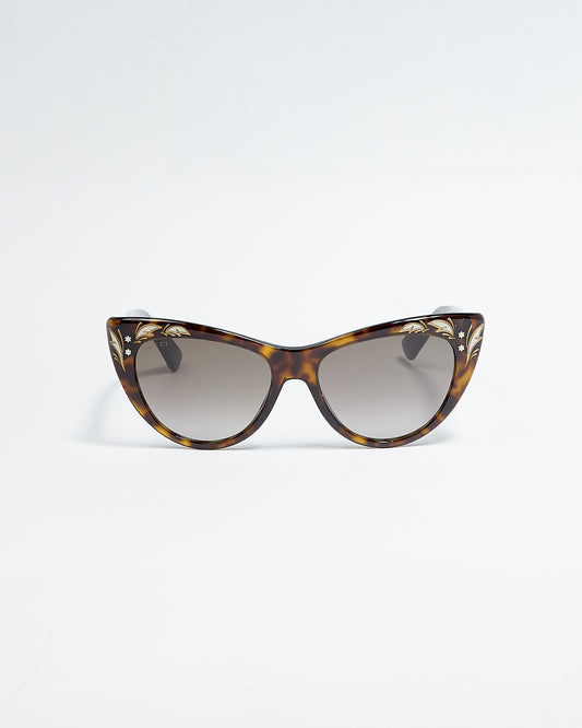 Lunettes de soleil Gucci marron écaille de chat œil de chat GG 3806