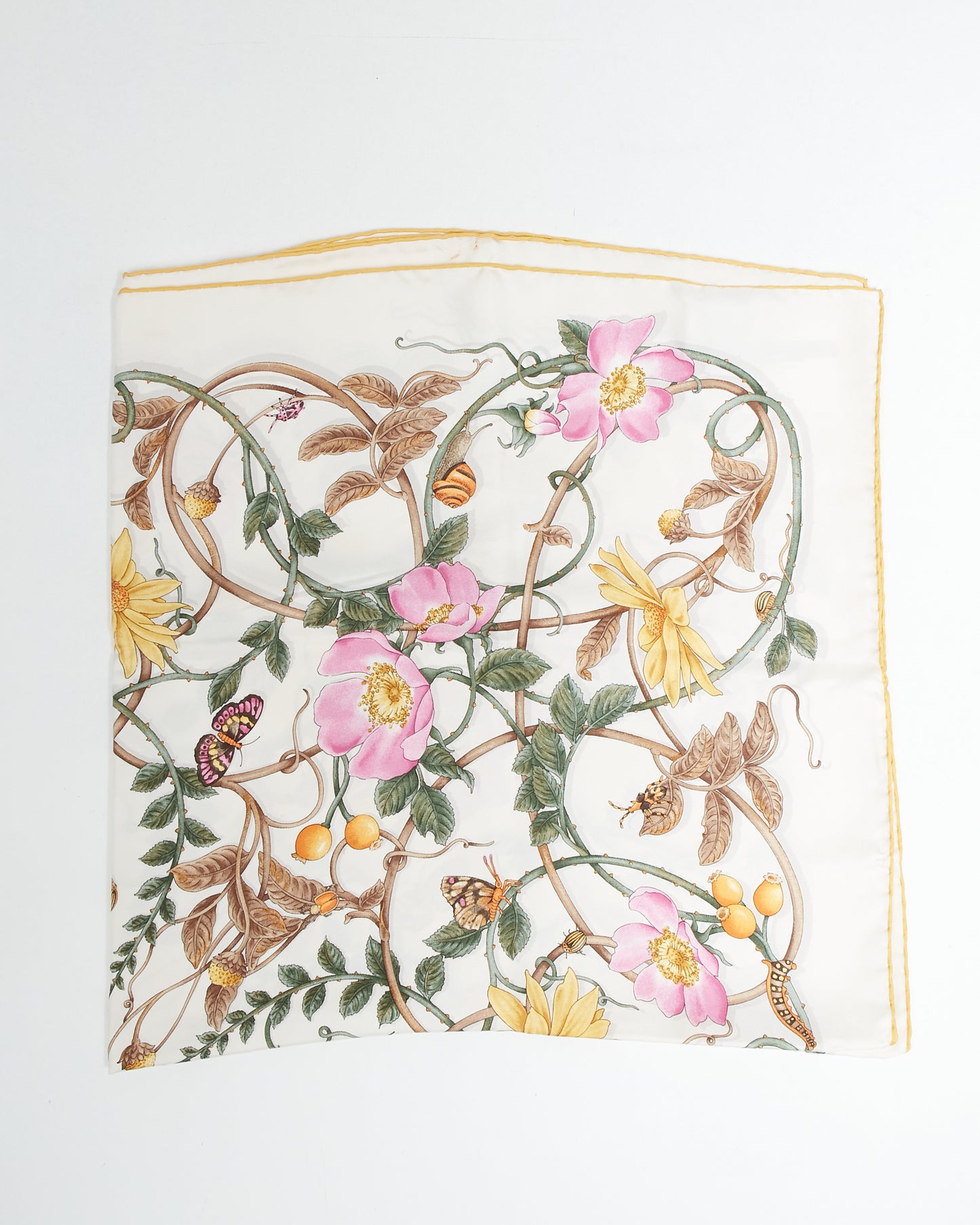 Gucci White/Yellow Print Silk Scarf