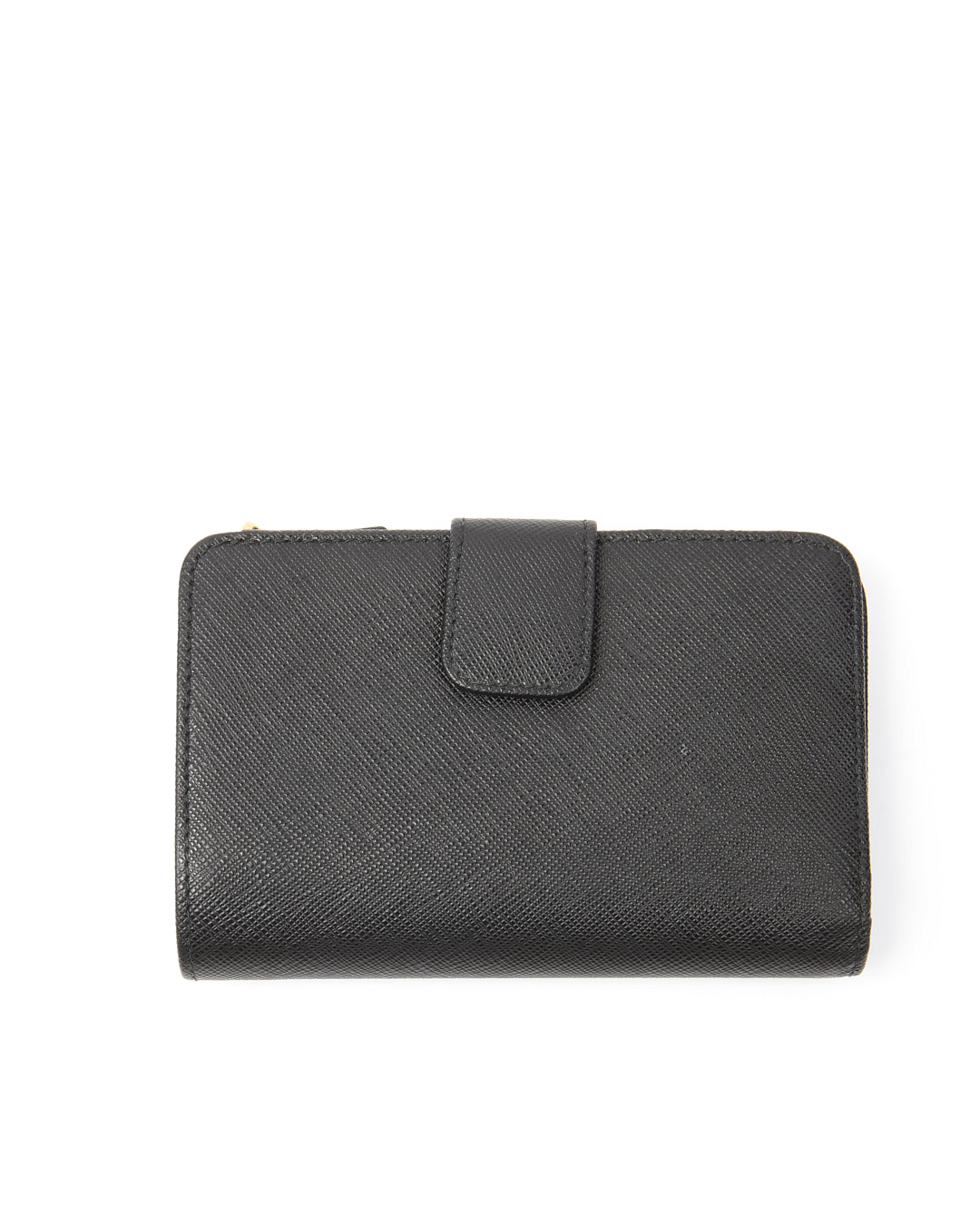 Prada Black Saffiano Leather Compact Zippy Wallet