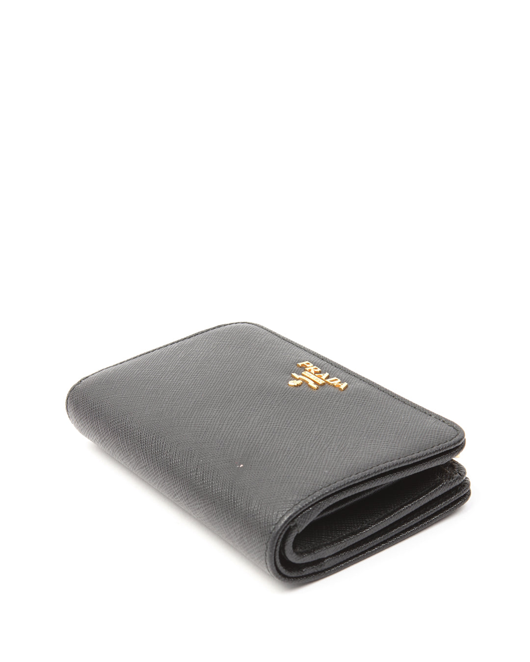 Prada Black Saffiano Leather Compact Zippy Wallet