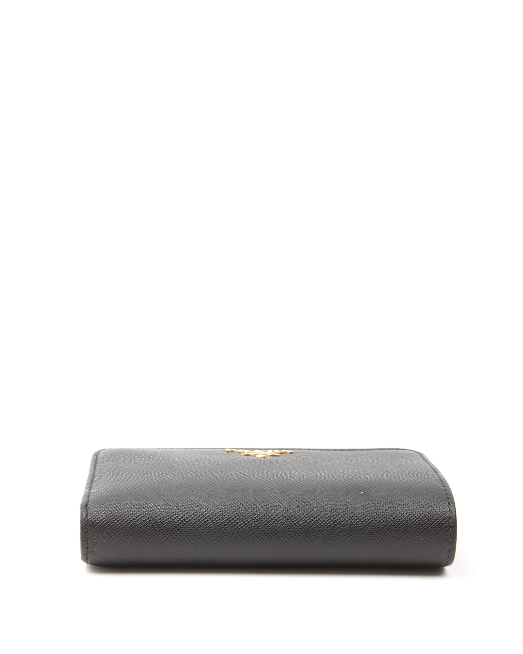 Prada Black Saffiano Leather Compact Zippy Wallet