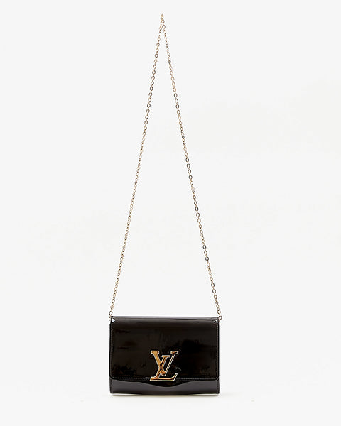 Louis Vuitton Beige Patent Leather Chain Louise MM Bag Louis Vuitton