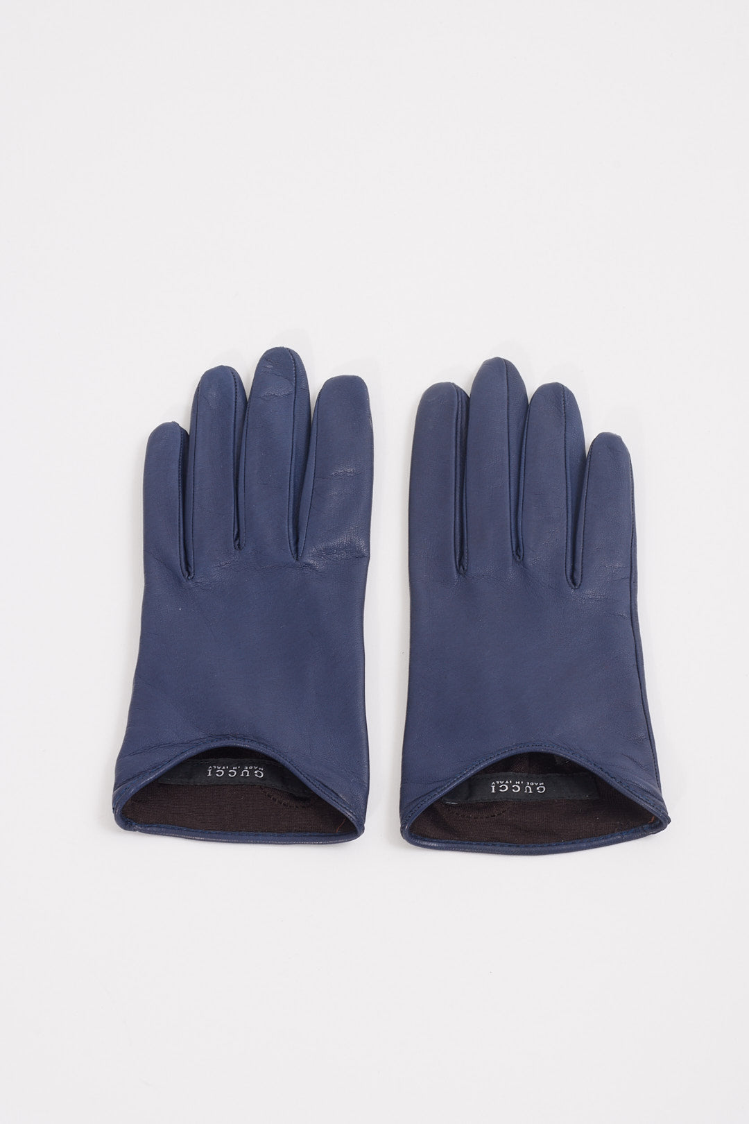 Gucci Navy Leather Gloves - 6.5