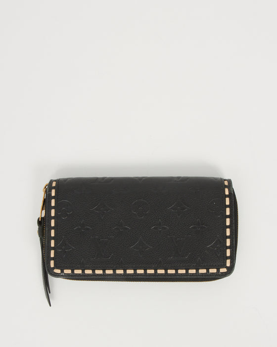 LOUIS VUITTON Zippy Wallet Long Monogram Empreinte Stitch Black M64805  77MZ929