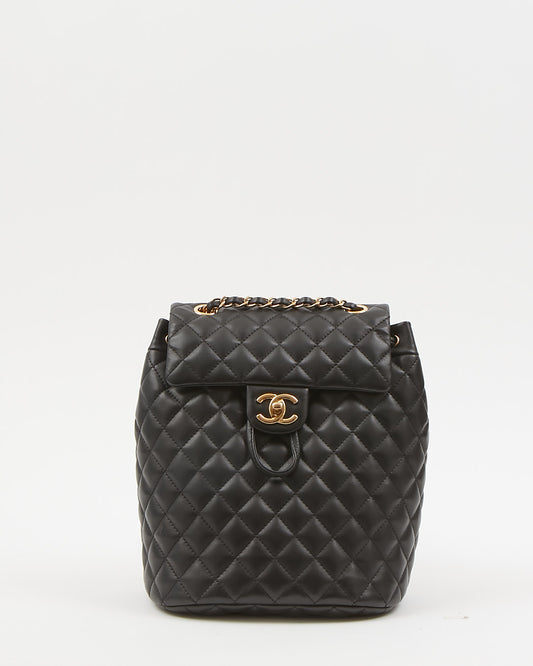 Chanel Black Lambskin Quilted Urban Spirit Backpack