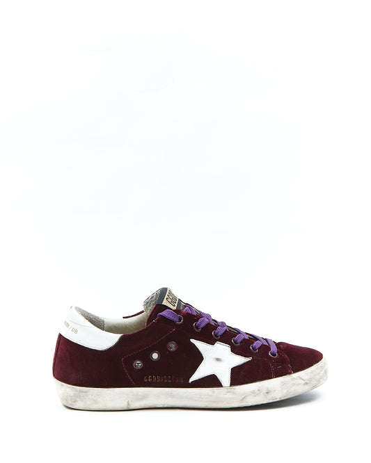 Golden Goose Burgundy Velvet Graphic Print Sneaker - 38