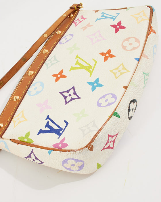 Louis Vuitton White Monogram Multicolor Pochette Accessoires Wristlet bag  494lvs35
