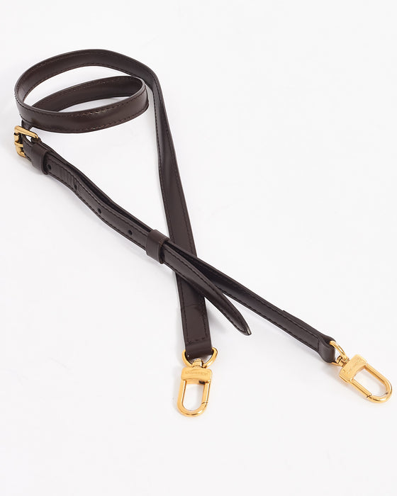 Louis Vuitton Brown Ebene Leather 16mm Shoulder Strap with Box and DB For  Sale at 1stDibs