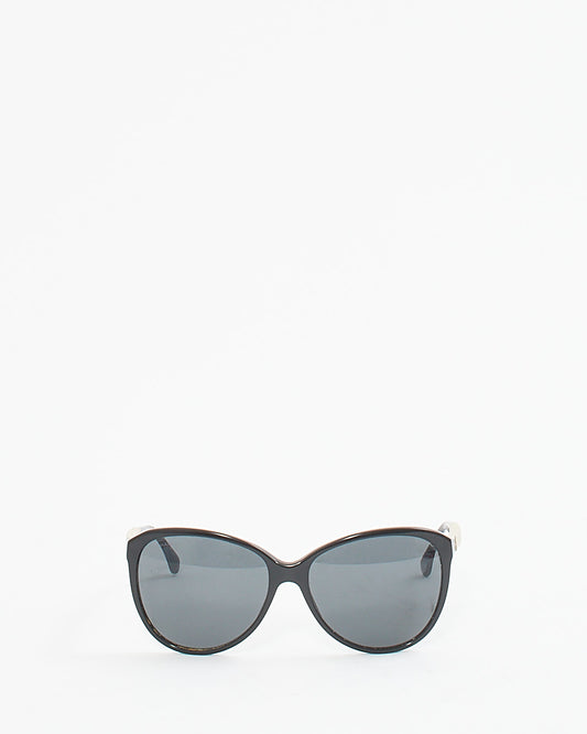 Chanel Black/Beige Quilted Cat Eye Sunglasses
