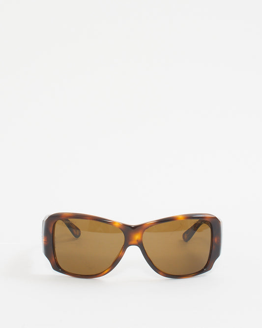Chanel Vintage Tortoise Rhinestone Logo Sunglasses 5096-B