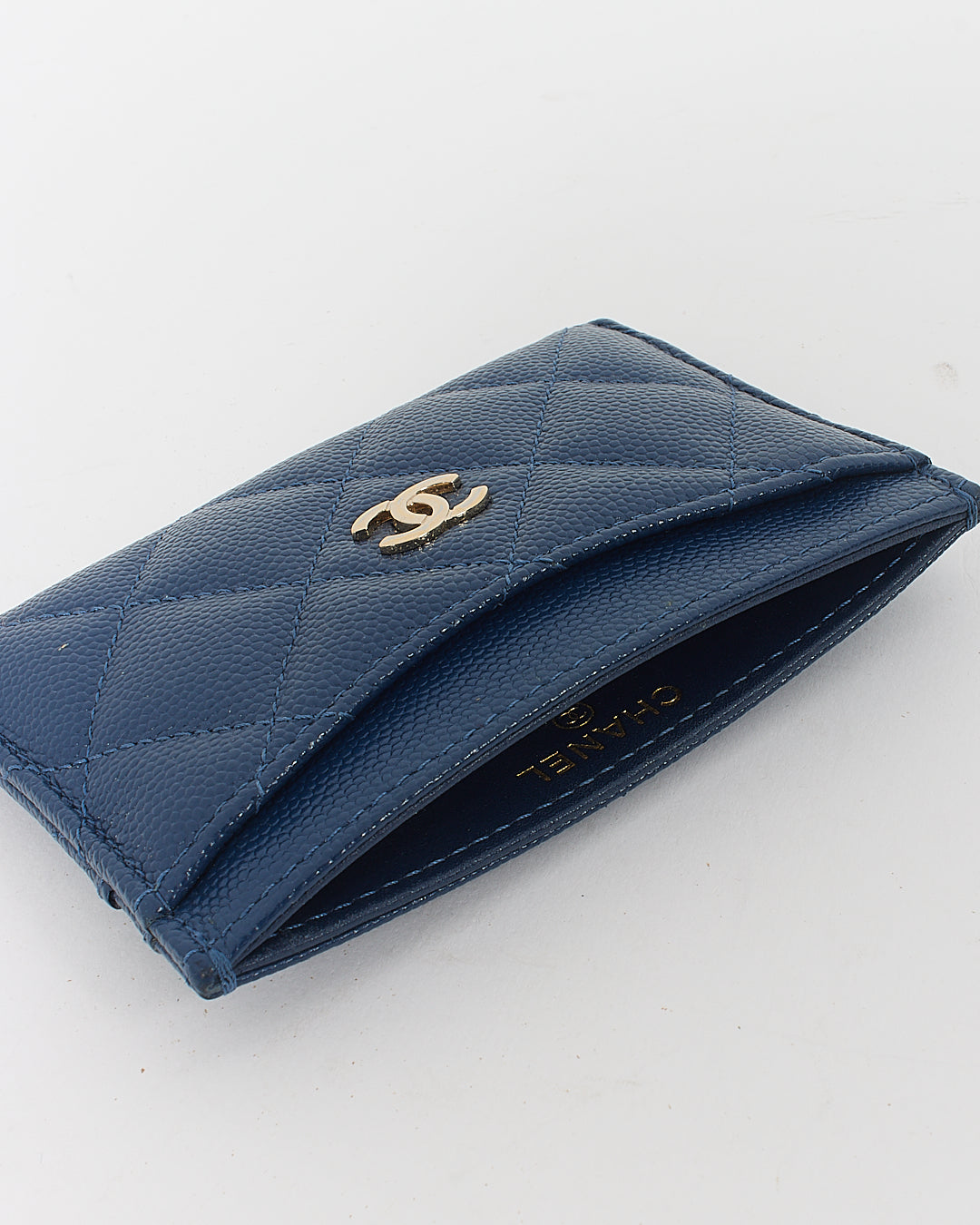 Chanel Navy Blue Caviar Leather Card Holder