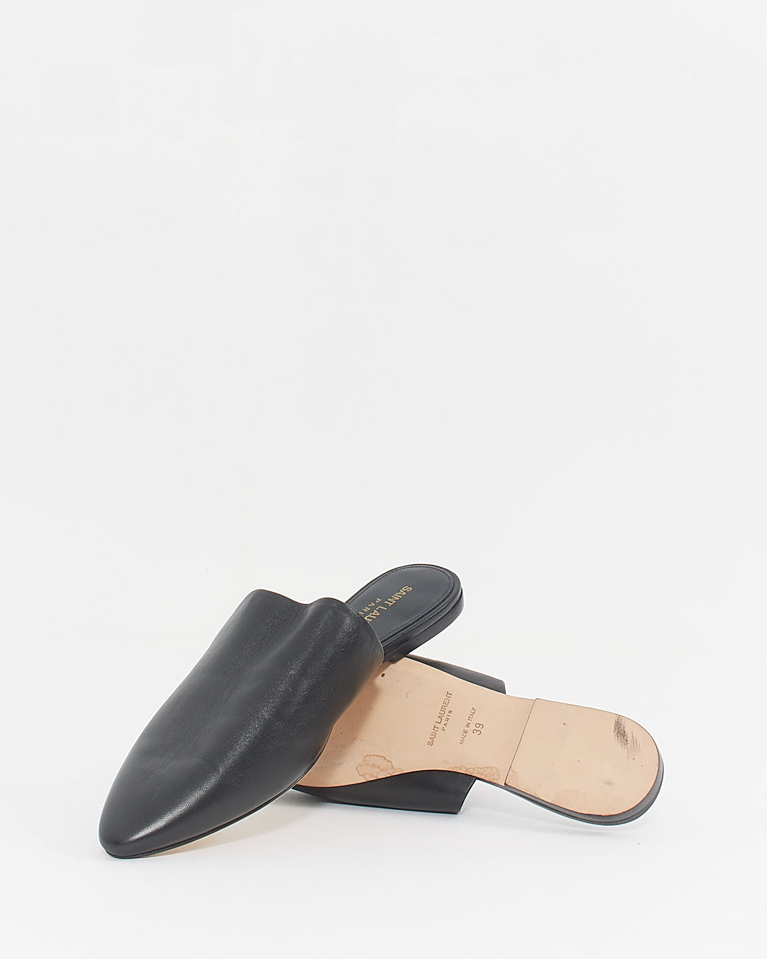 Saint Laurent Black Leather Mule Loafers - 39