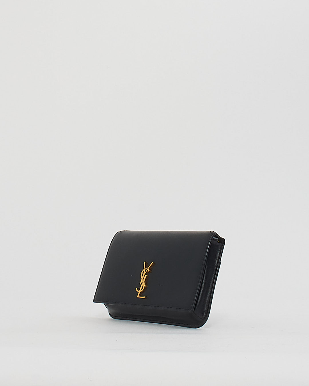 Saint Laurent Black Leather Logo Cassandre Phone Holder on Chain Bag