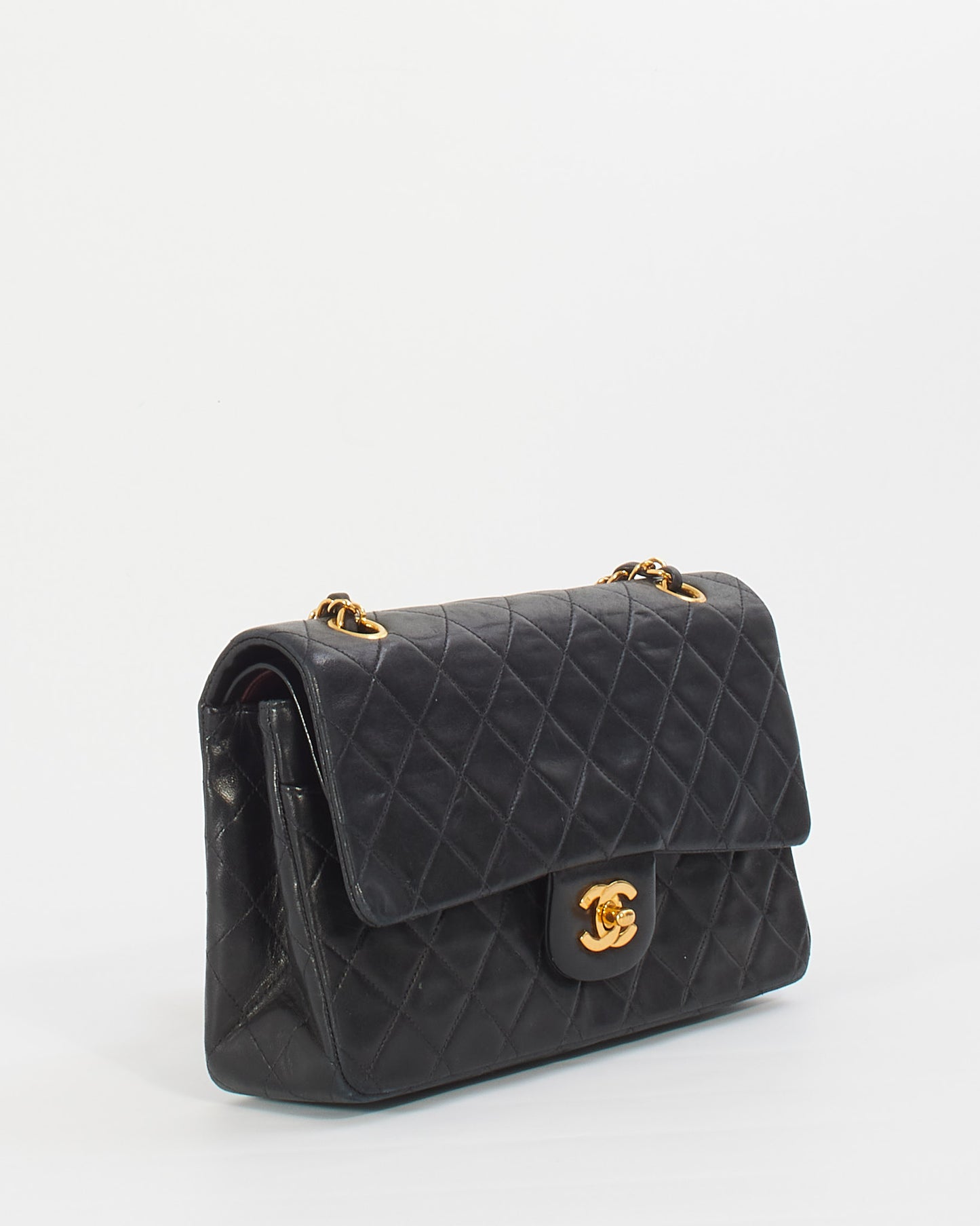 Chanel Vintage Black Lambskin Classic Medium Flap Bag with GHW