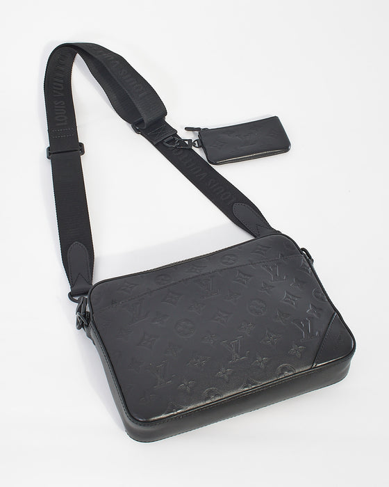 Louis Vuitton Duo Messenger Bag Monogram Shadow Leather Black 118037127