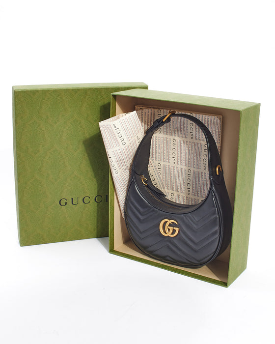 Gucci BLACK GG Marmont half-moon shaped bag – LAMODSY