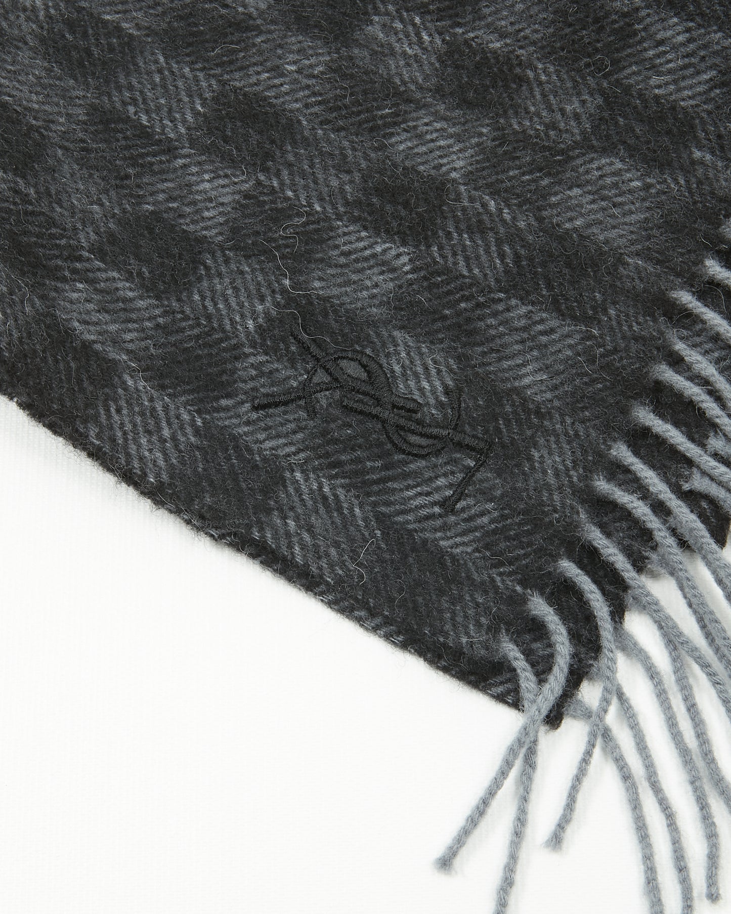 Saint Laurent Black/Grey Checkered Wool Scarf
