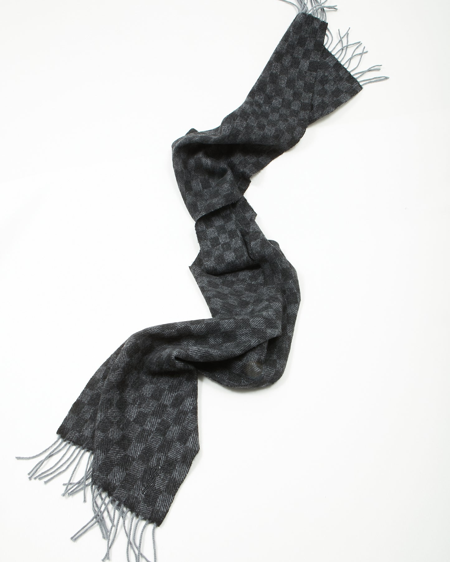 Saint Laurent Écharpe en laine à carreaux noir/gris