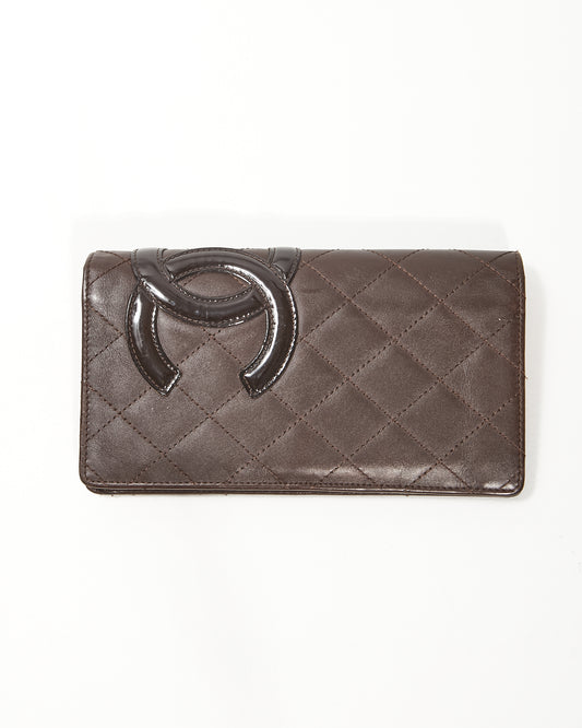 Chanel Brown Lambskin Quilted Cambon Flap Wallet