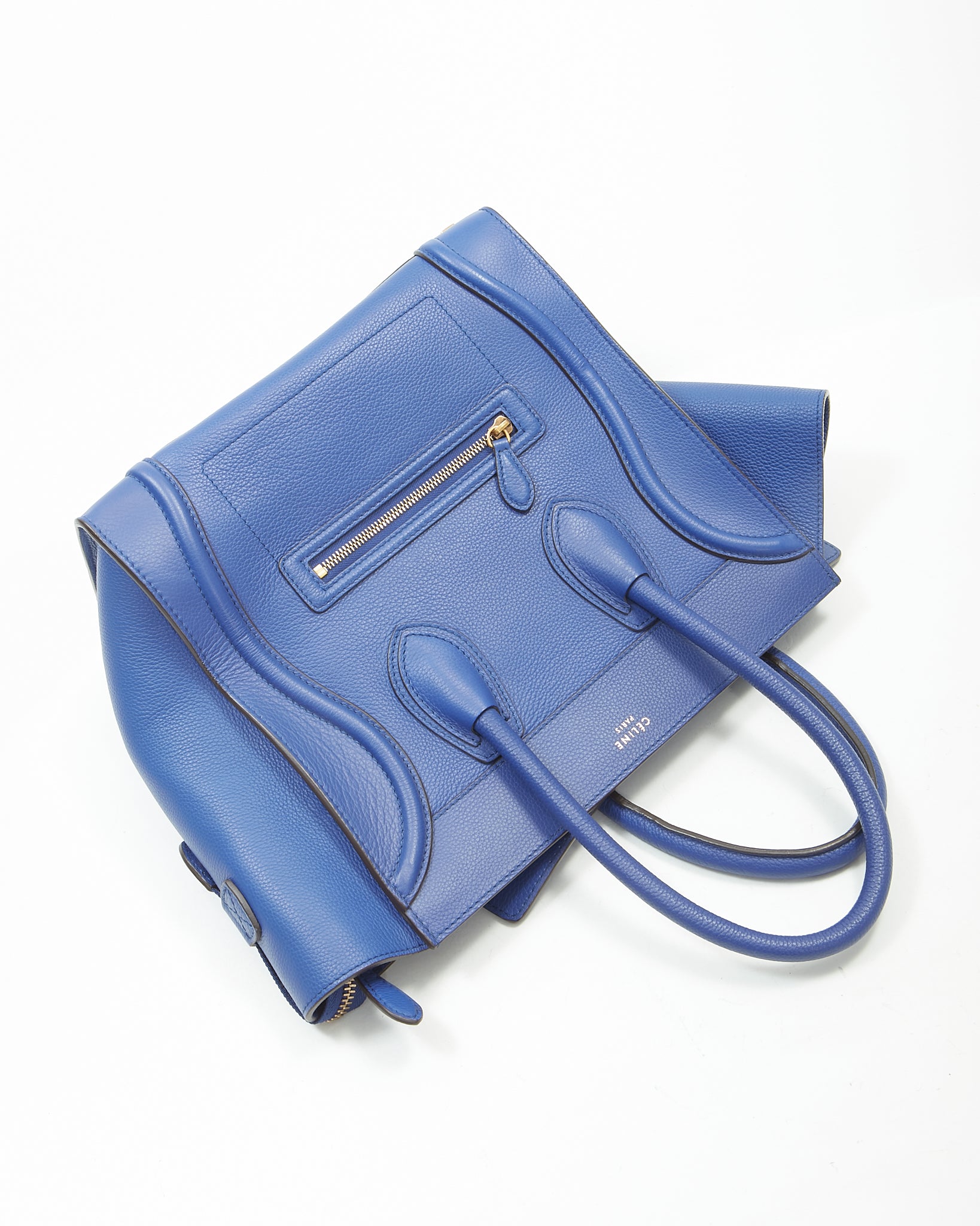 Celine Royal Blue Leather Micro Luggage Tote Bag RETYCHE