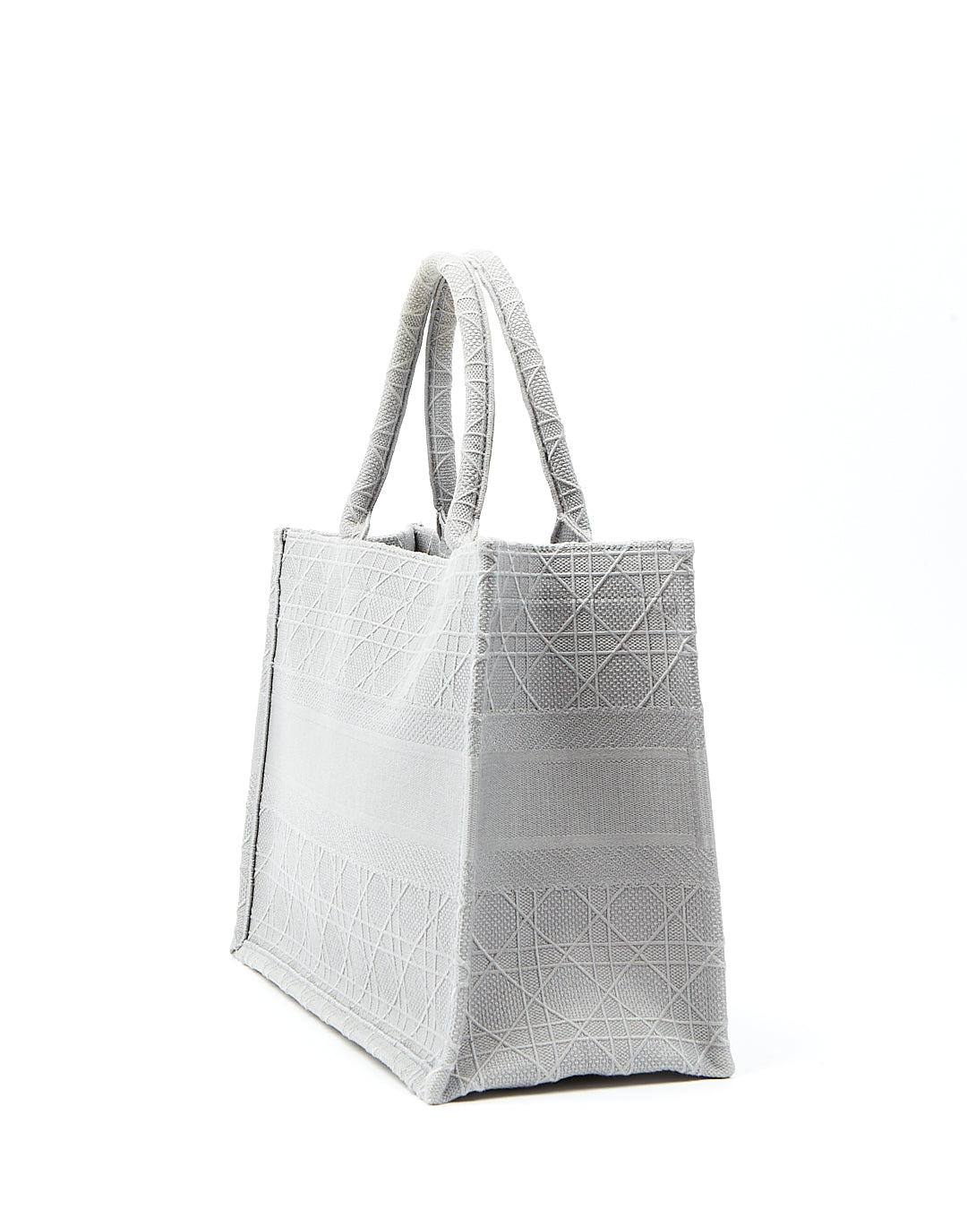 Sac fourre-tout moyen en tissu Cannage gris Dior