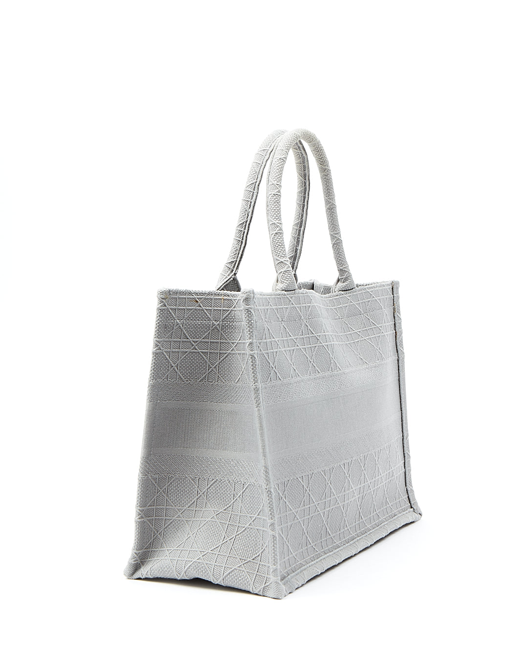 Sac fourre-tout moyen en tissu Cannage gris Dior