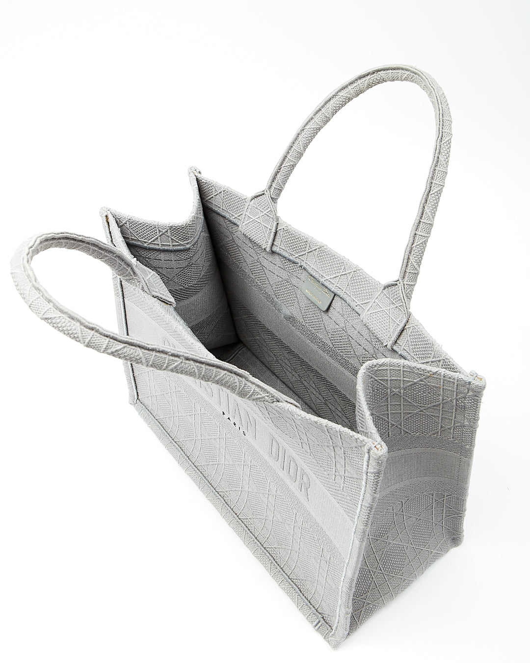 Sac fourre-tout moyen en tissu Cannage gris Dior