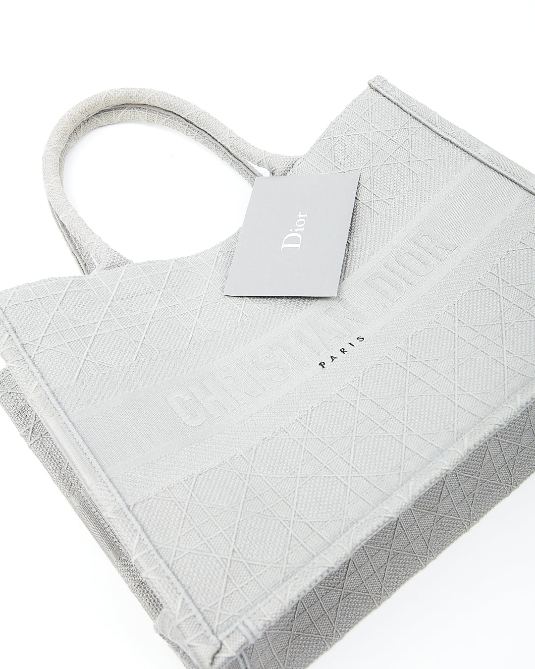 Sac fourre-tout moyen en tissu Cannage gris Dior