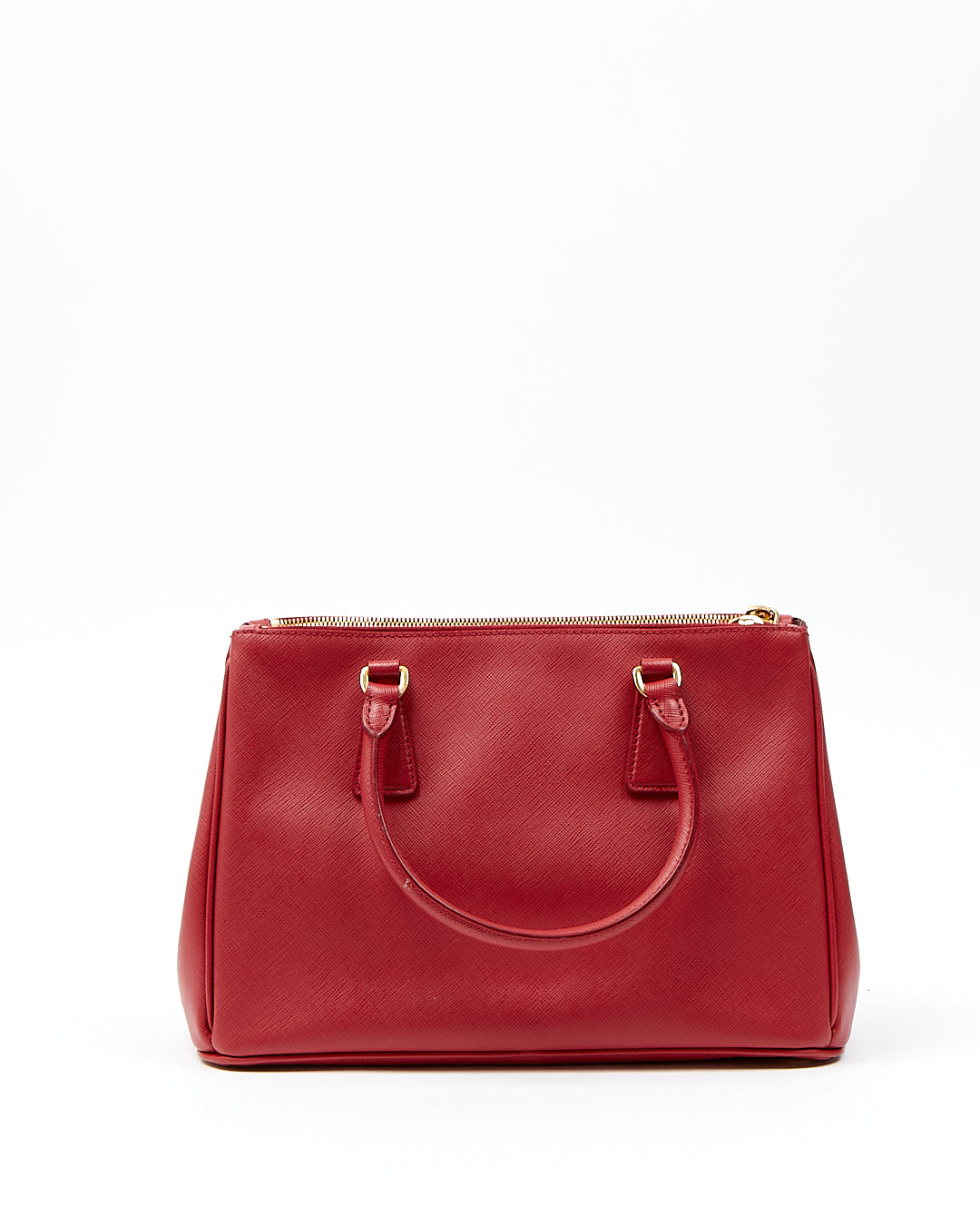 Petit sac fourre-tout Prada rouge Saffiano Lux à double fermeture éclair Galleria