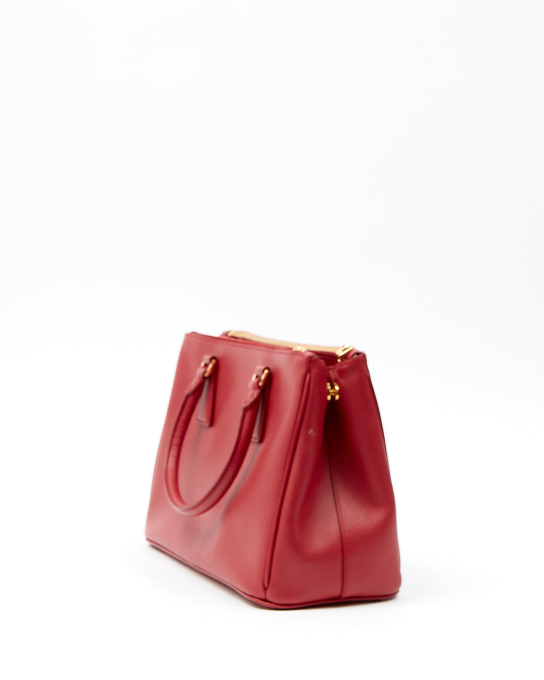 Petit sac fourre-tout Prada rouge Saffiano Lux à double fermeture éclair Galleria