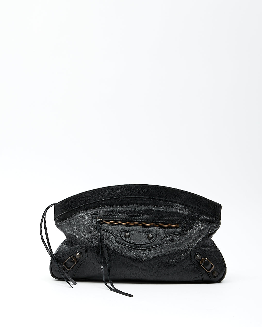 Balenciaga Pochette Giant 12 Premier en cuir froissé noir