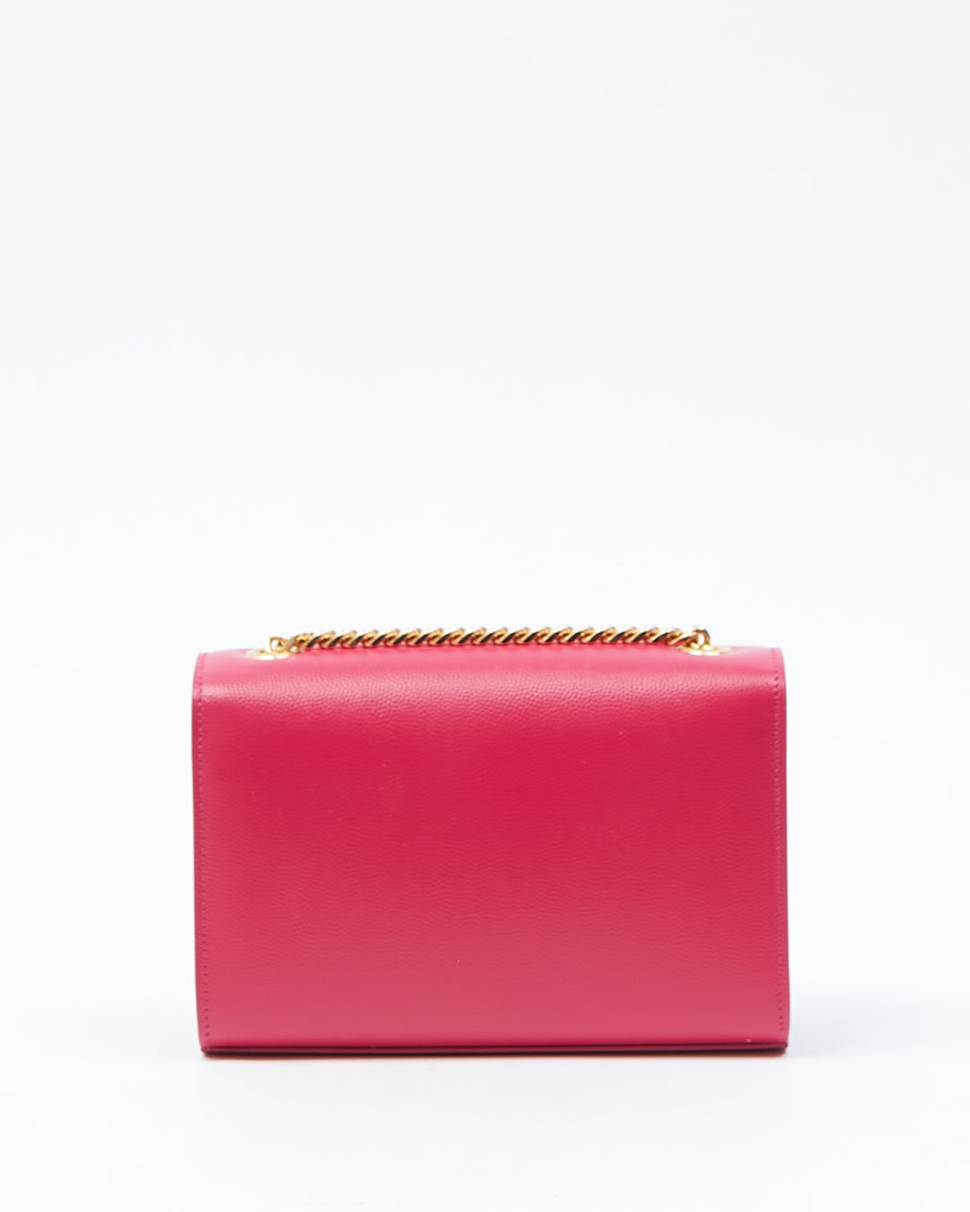 Saint Laurent Petit sac à chaîne Kate en cuir fuchsia avec monogramme